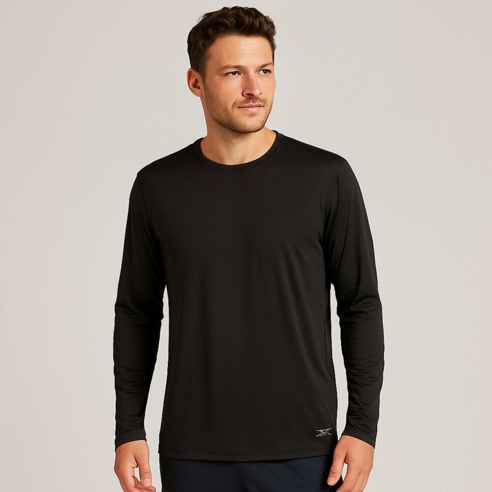 Reebok Men’s Performance Long Sleeve Black Base Layer Shirt – Size Large